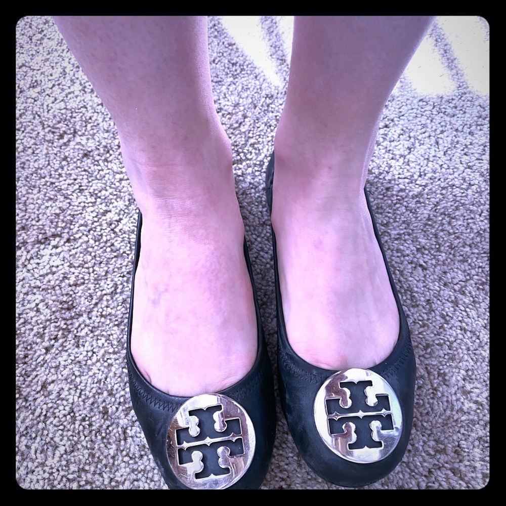 Used Tory Burch Size 6.5 Black Ballet Flats 🥿